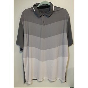 Greg Norman Golf Men's XL Play Dry Performance Stripe Black and‎ Grey Polo Shirt